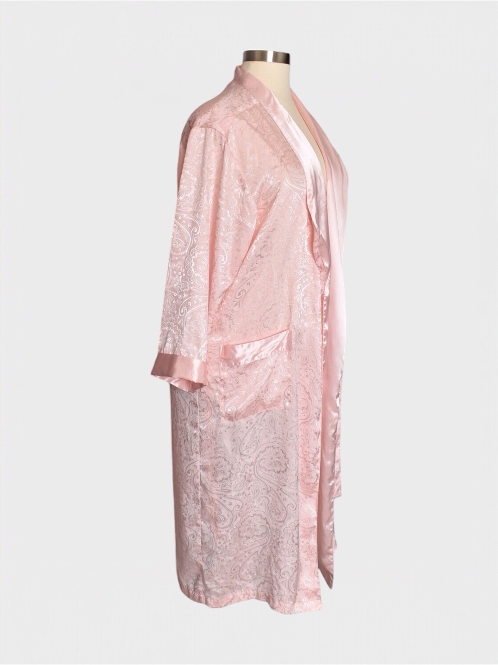 Victorias Secret Vintage Paisley Satin Jacquard Long Robe Gold Label - Picture 2 of 5